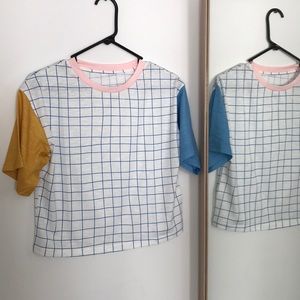 90s grid crop tee